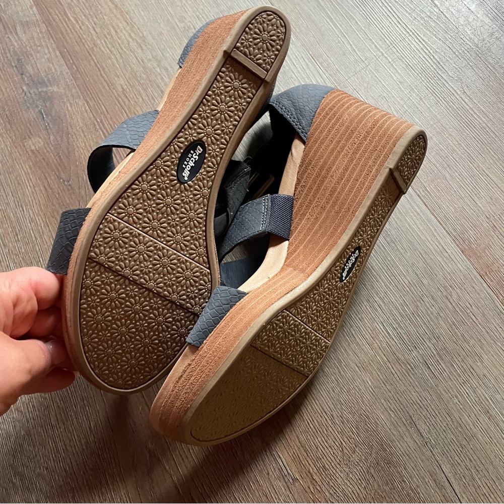 Dr. Scholl’s Women’s Barton Wedge Sandal SZ 8.5 blue/tan - Picture 4 of 12